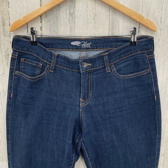 Old‎ Navy The Flirt Bootcut Jeans Womens 10 Long Blue Dark Wash Cotton Blend - Picture 2 of 8